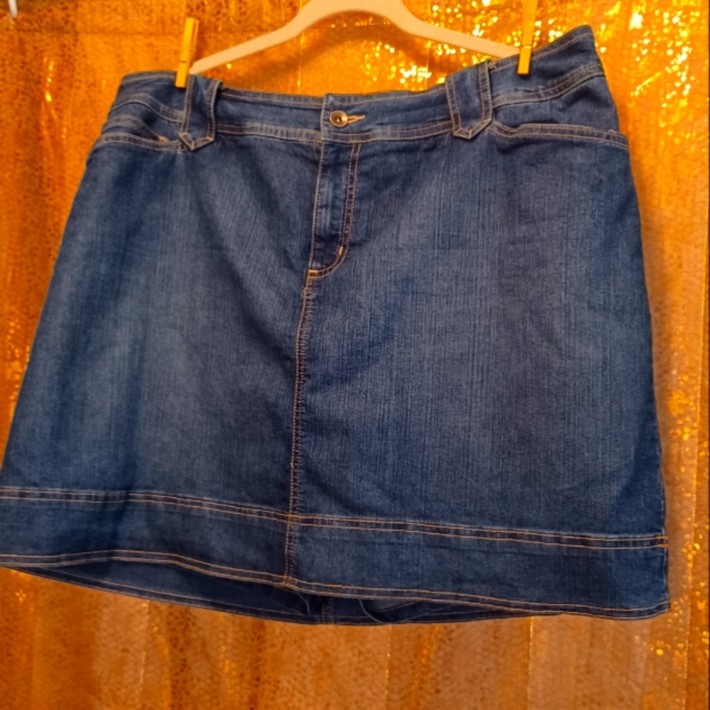 18W Denim skirt with attached shorts. St John's Bay. Excellent condition.